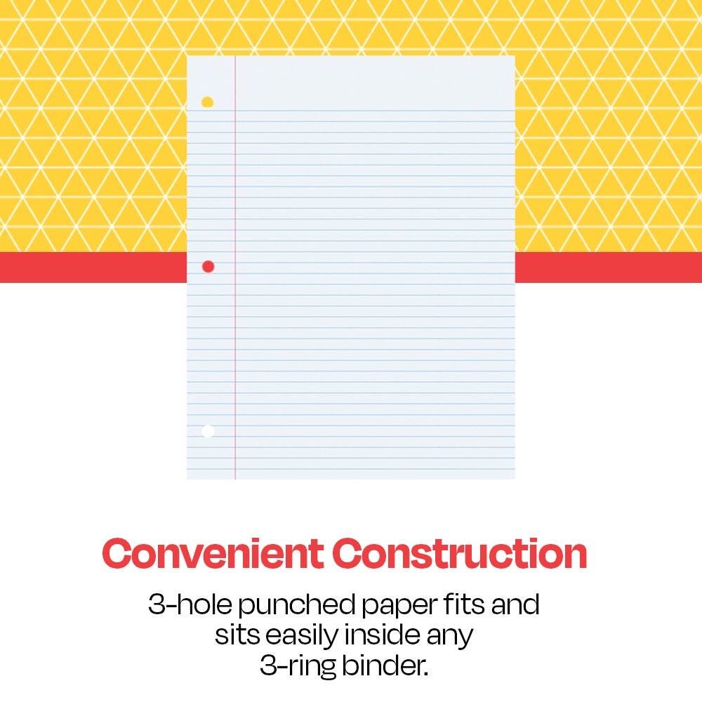 School Smart 3-Hole Punched Filler Paper w/ Red Margin, 8-1